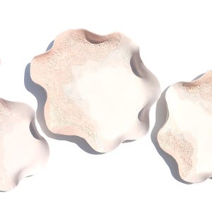 White & Salmon Tile Wall Art: Handmade Ceramic Wall Sculpture, Set of 4