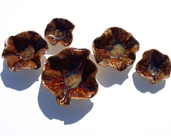 Amber Ceramic Wall Art - Modern Porcelain Flower Sculpture - Made to Order