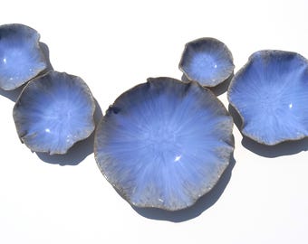 Cornflower Blue Porcelain Art Sculpture: Periwinkle Ceramic Wall Decor, Made to Order
