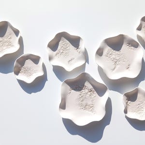 Large White Ceramic Flower Tiles - Big Ceramic Wall Art - Large Ceramic Wall Sculpture - Ceramic wall decor - Mosaic tiles MADE TO ORDER