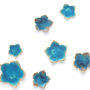 Turquoise ceramic tiles -Porcelain flowers -Ceramic Wall Art -Ceramic Wall Sculpture -Tiles -Ceramic wall decor -Porcelain art MADE TO ORDER