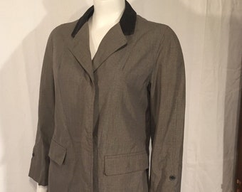 Tan Black Mod Houndstooth Coat Small S 6P Petite Clipper Mill Check 70’s Overcoat London Fog Men Era Made in USA