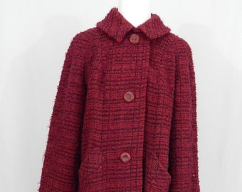 boucle button front coat