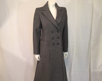 Gray Coat Small Double Breasted S Grey 6 70&#39;s Peacock House Wool A Line 6 Buttons Kick Pleat Made in USA