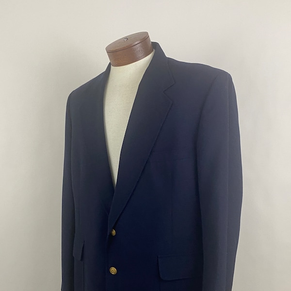 Navy Blue Blazer XL Extra Large 46R 46 Regular Sportcoat 90's 2 Gold Button Talbot Jaimes Young Men's Shop Newton NC Jacket Wool Suit Coat