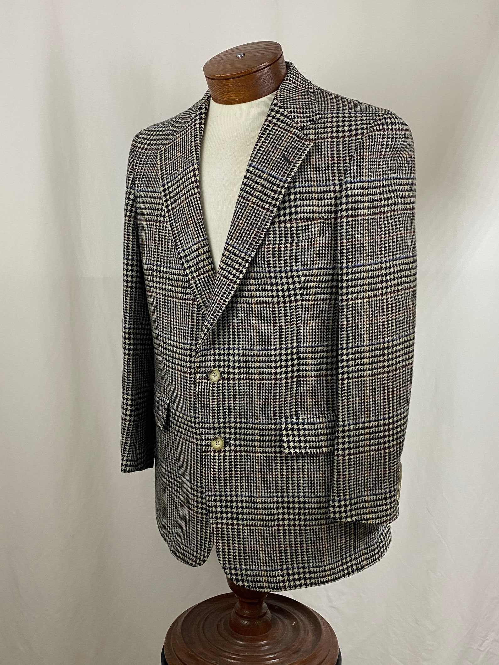 Black White Glen Plaid Sport Coat 46 Large Blazer Etsy