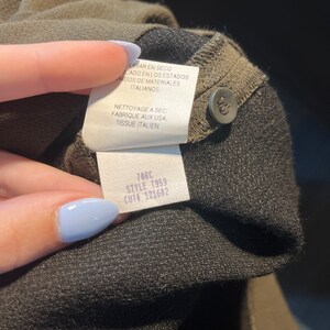 Veste vert olive petit col Nehru col montant Eileen Fisher Y2K gris manches 3/4 minimaliste image 9