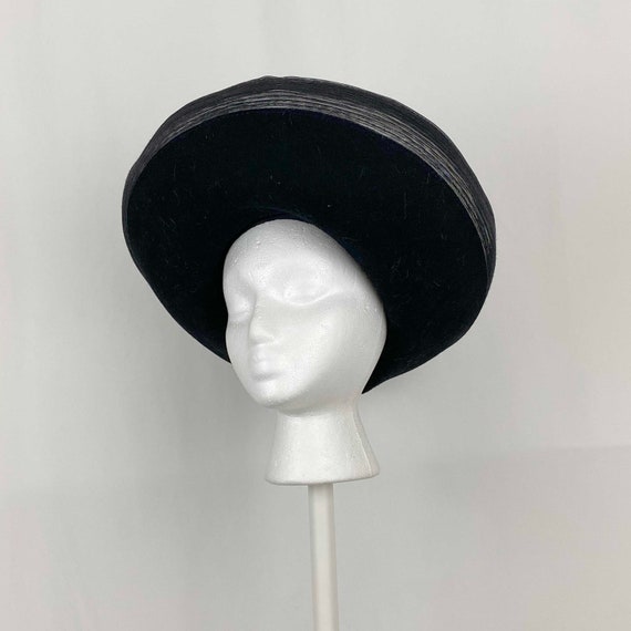 Black Wool Sculpted Halo Hat Small Mr. John Moder… - image 3