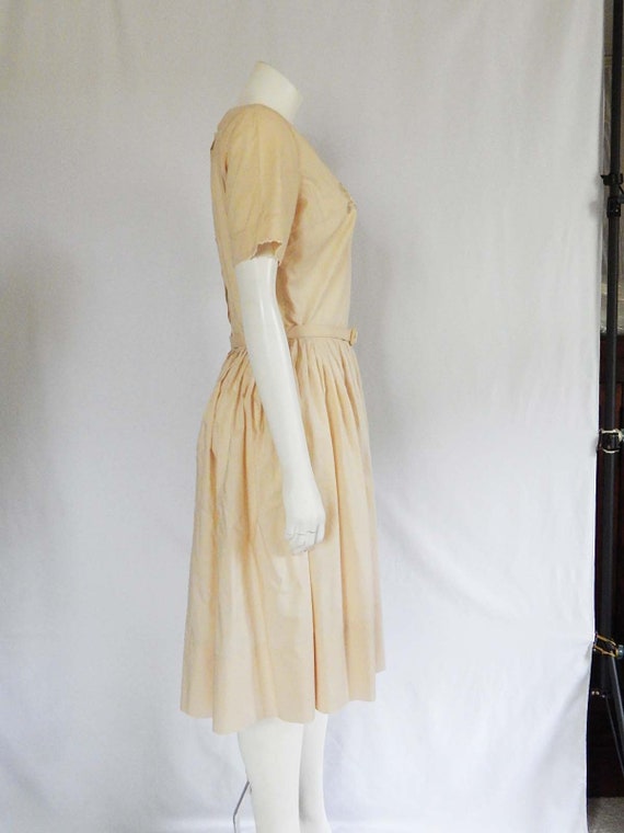 Cream Lace Fifties Dress Small Off White Short Sl… - image 5