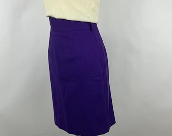 Purple Wool Flannel Pencil Skirt XS Extra Small Wool 80's Preppy Classic Suit Skirt Lined High Waisted High Waist