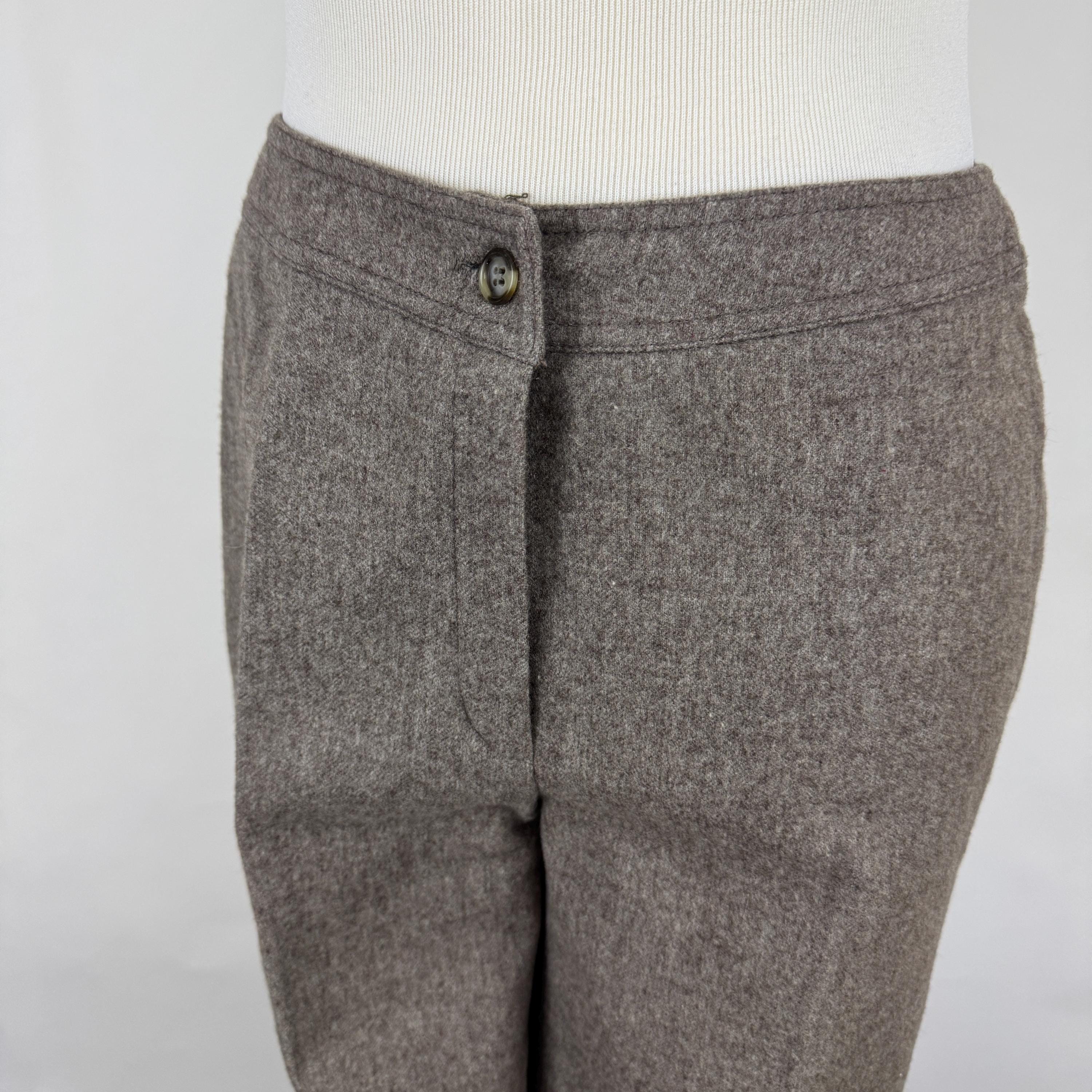 Brown 70's High Waist Pants Small Wool Flat Front Straight Leg