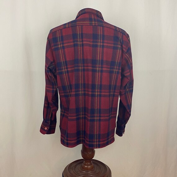 Red Plaid Flannel Shirt Large Men's Jacket Eighti… - image 3