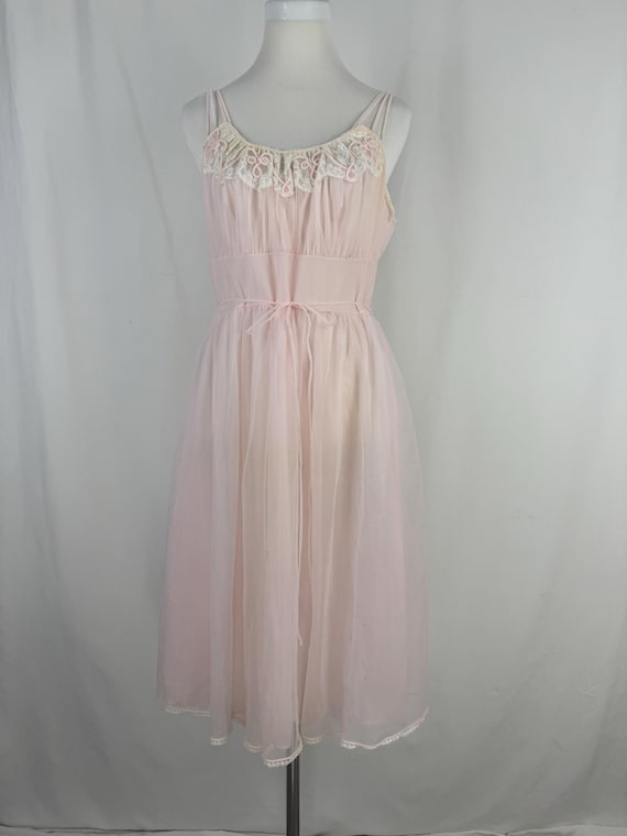 Vintage 50s Blush Pink Lace Slip Dress, Trousseau Lingerie (Medium) View 6