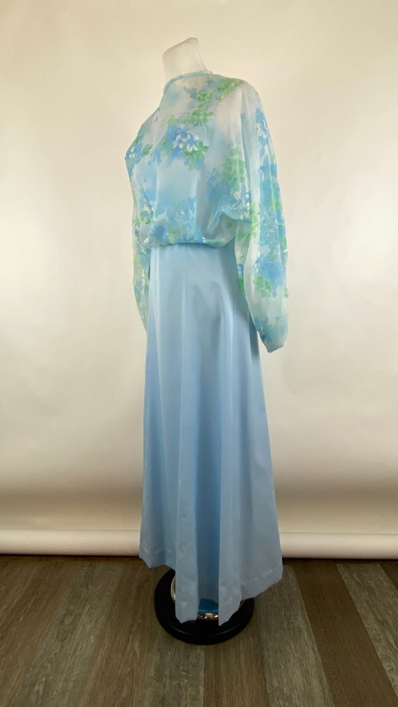 Blue 70's Bridesmaid Dresses XS S Sheath Floral Overlay Formal Long Dress  Scoop Neck Extra Small Small - Etsy