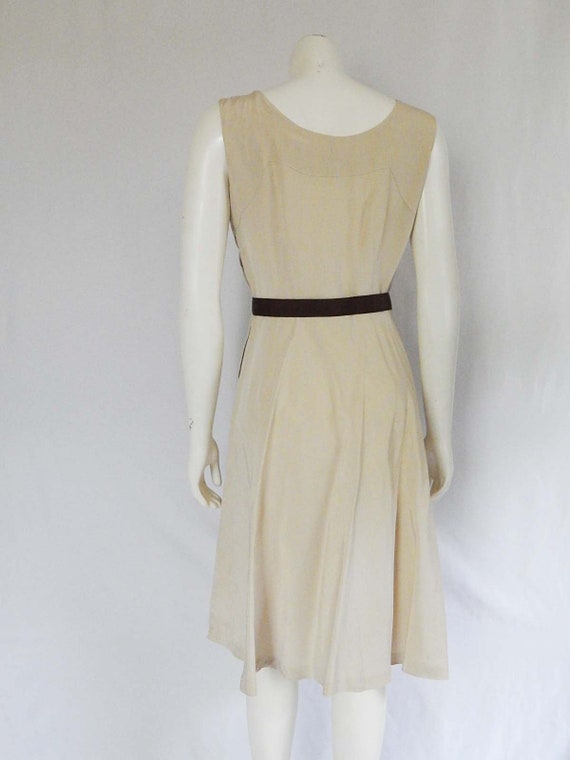 Taupe Sleeveless Fifties Dress Medium 50's Rockab… - image 5
