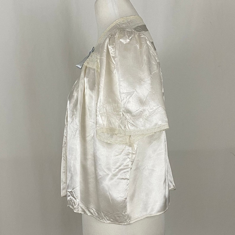 White Bed Jacket 1950's Medium Satin Lace Trim Fifties | Etsy
