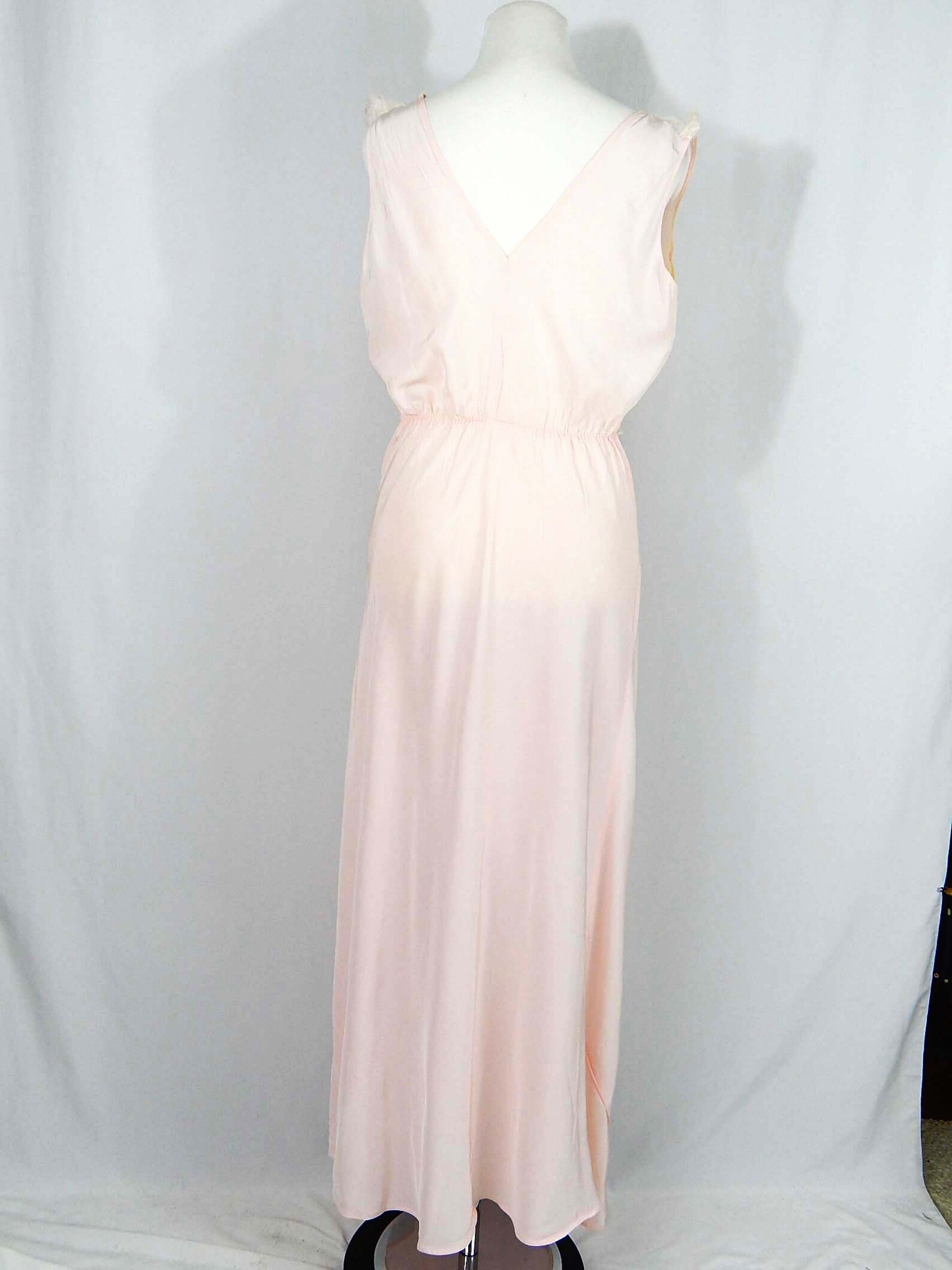 Blush Pink Slip Dress Medium Night Gown Cream Lace Sheer Pink Etsy