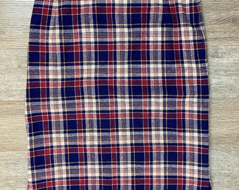 Jupe Vintage St Michael (Marks & Spencer) - Taille 18 - Verte Et Bleue à Carreaux