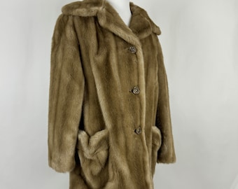 Brown Faux Mink Coat Small Faux Fur Jacket Coat Collar Seventies Mod Pockets Mincara Styled by Russel Taylor