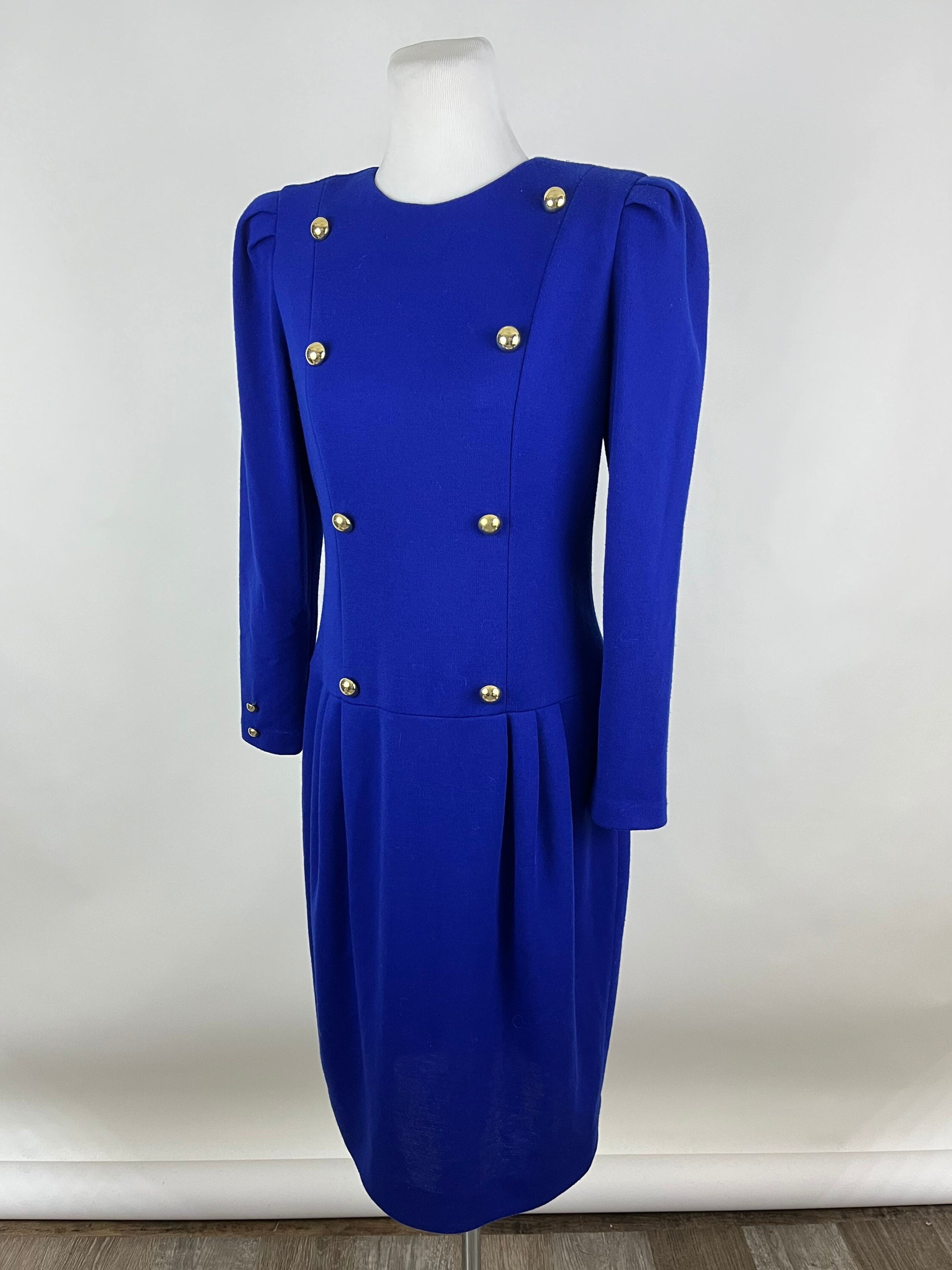 blue dress buttons Blue Lace Button Midi Dress