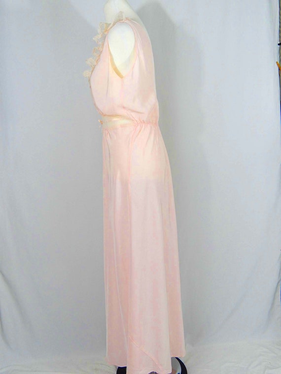 Pink 50's Night Gown Medium AS IS Slip Dress Crea… - image 7