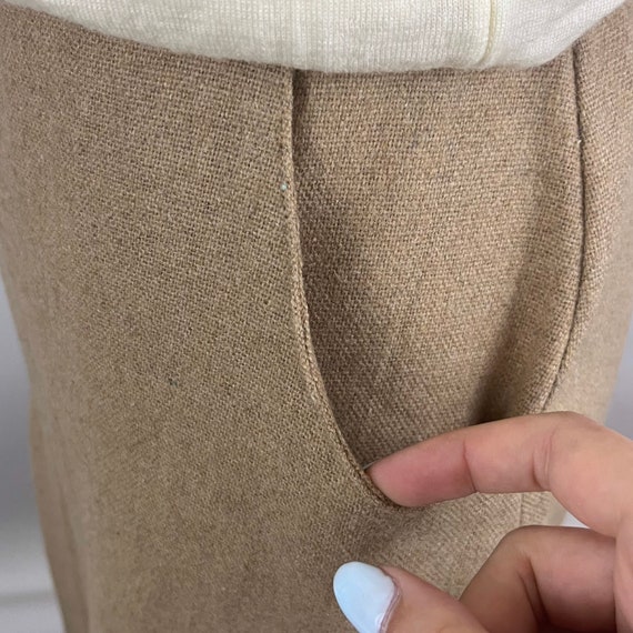 Khaki 70's Pencil Skirt Large Wool Blend Bon Wort… - image 5