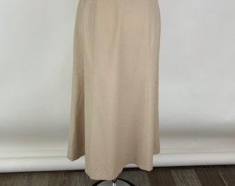 Khaki A-line Skirt Small Maxi 90's Tan Beige Wool Blend Talbots Petite Preppy Career Work Long Skirt Tan Beige Suit