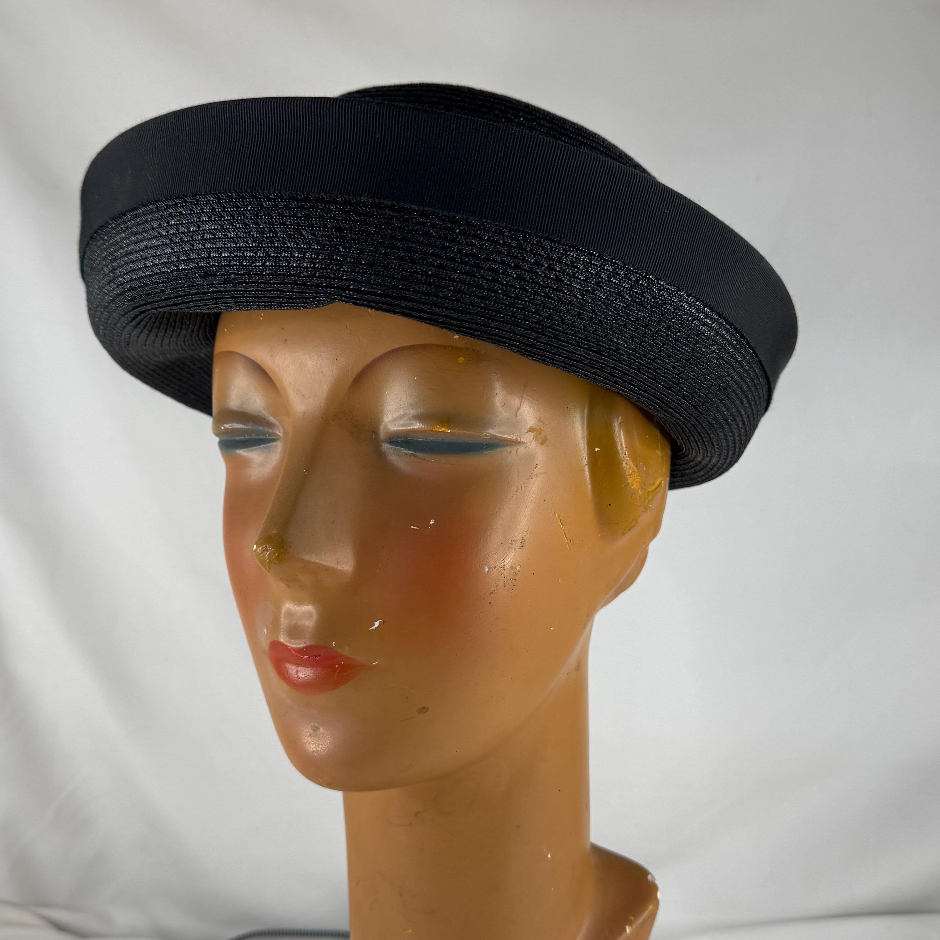 Vintage Lazarus Textured Black Straw Cloche Hat with Purple Band Lazarus Hat - Etsy main image 4