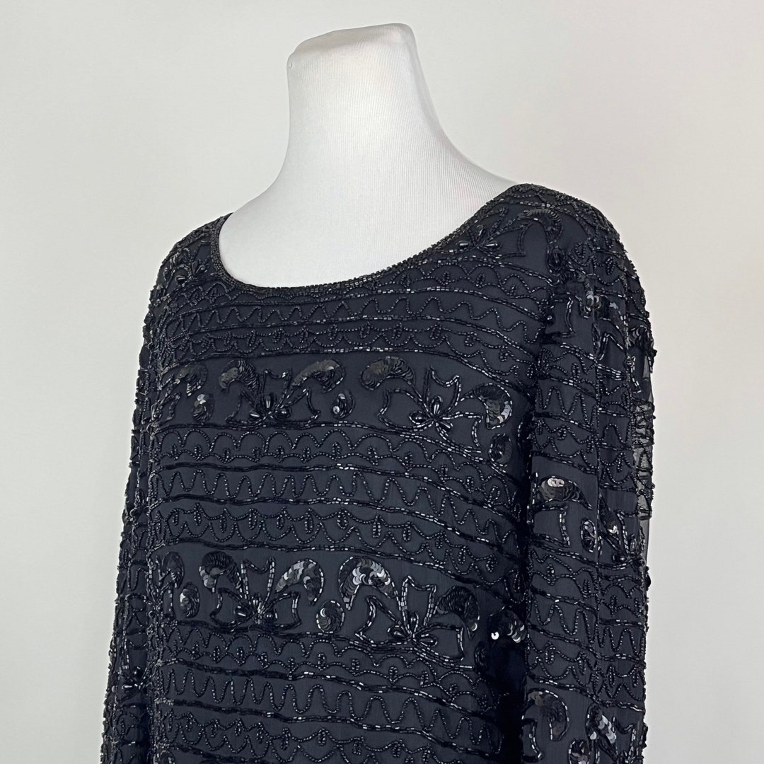 Black Star Sequin Patched Half Sleeve Blouse main image 0