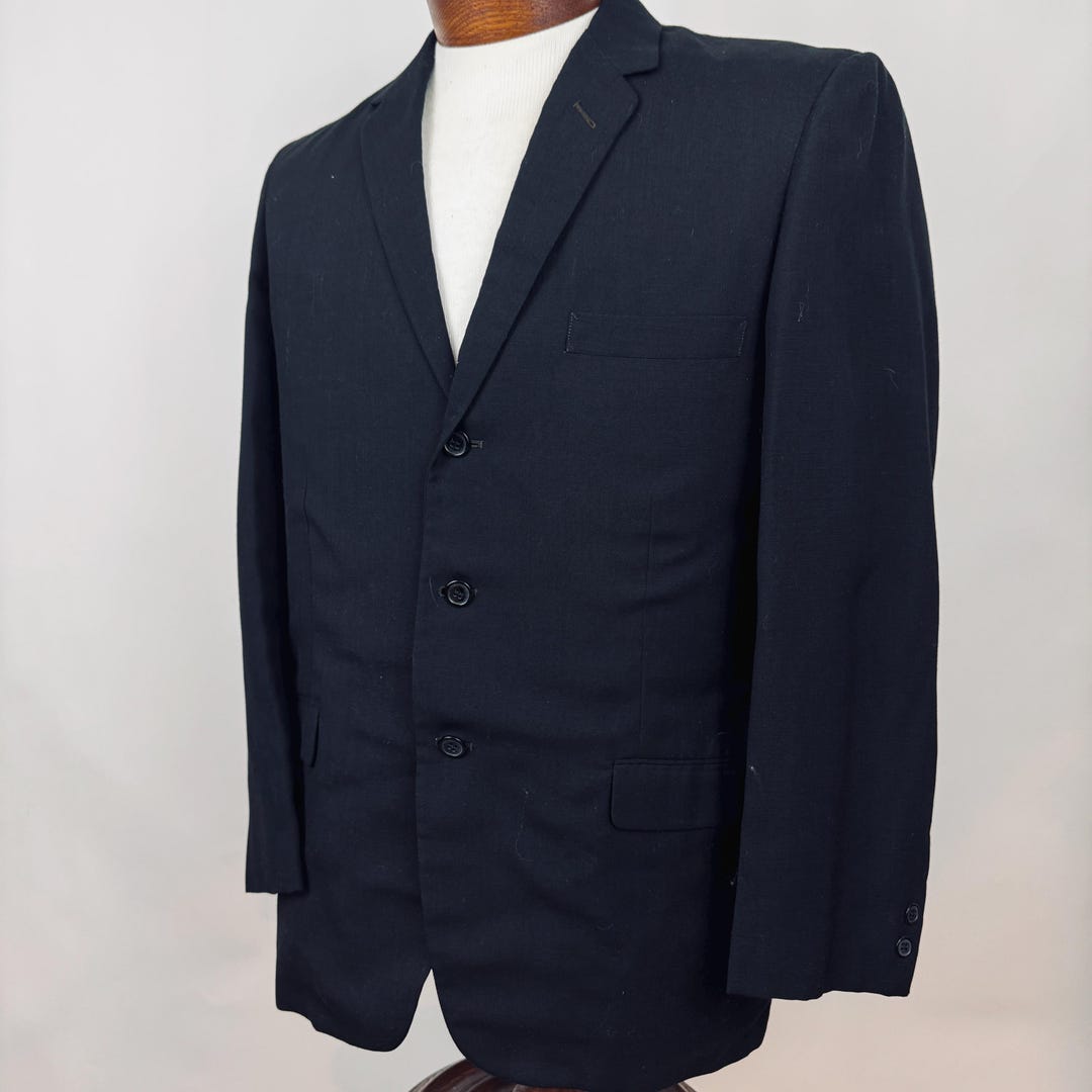 Blazer nero anni '60, taglia media, giacca sportiva da uomo,