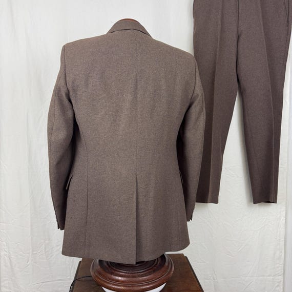 Brown Men's Suit 40R Medium Solid Polyester Tradi… - image 6
