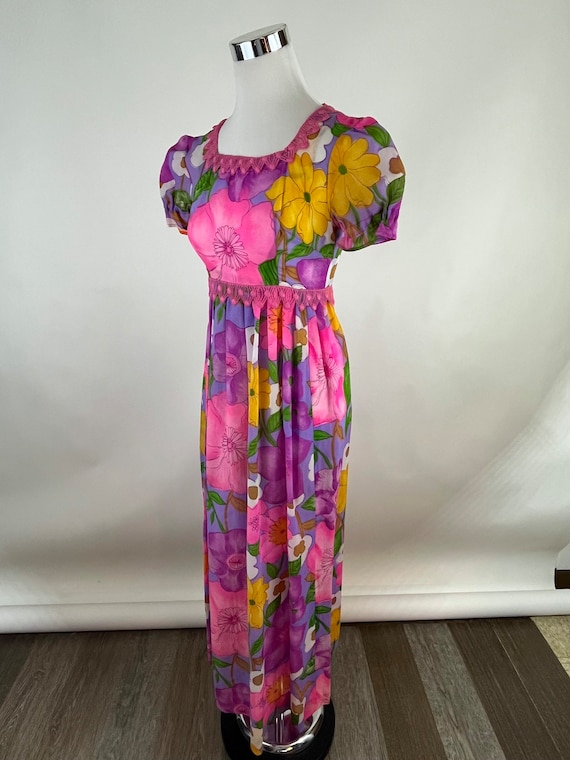 Pink Mod Formal Dress XS Extra Small 70's Purple G