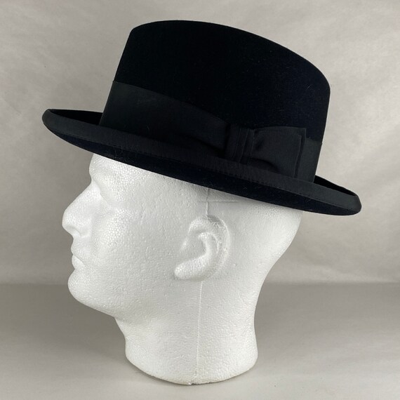 Black Homburg Small 6 3/4 Melton New York Fur Felt Original Hat Box National Hat Store Charlotte NC