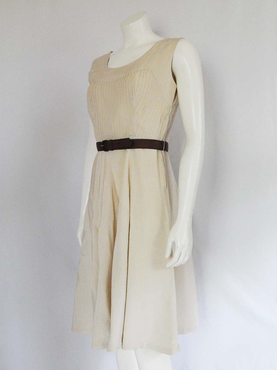 cream dress with brown belt L'AGENCE Rima Maxi Dress In Macadamia Brown main image 1