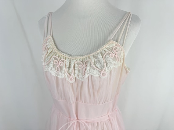 Vintage 50s Blush Pink Lace Slip Dress, Trousseau Lingerie (Medium)