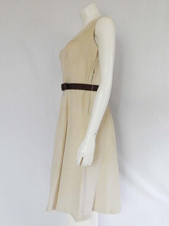 Taupe Sleeveless Fifties Dress Medium 50's Rockab… - image 4
