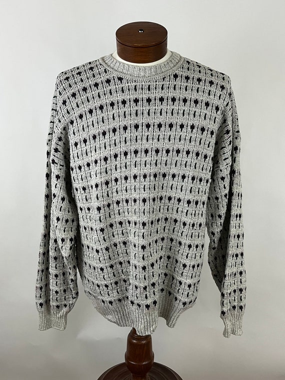 Gray Geometric Novelty Sweater XL Midnight Blue P… - image 3
