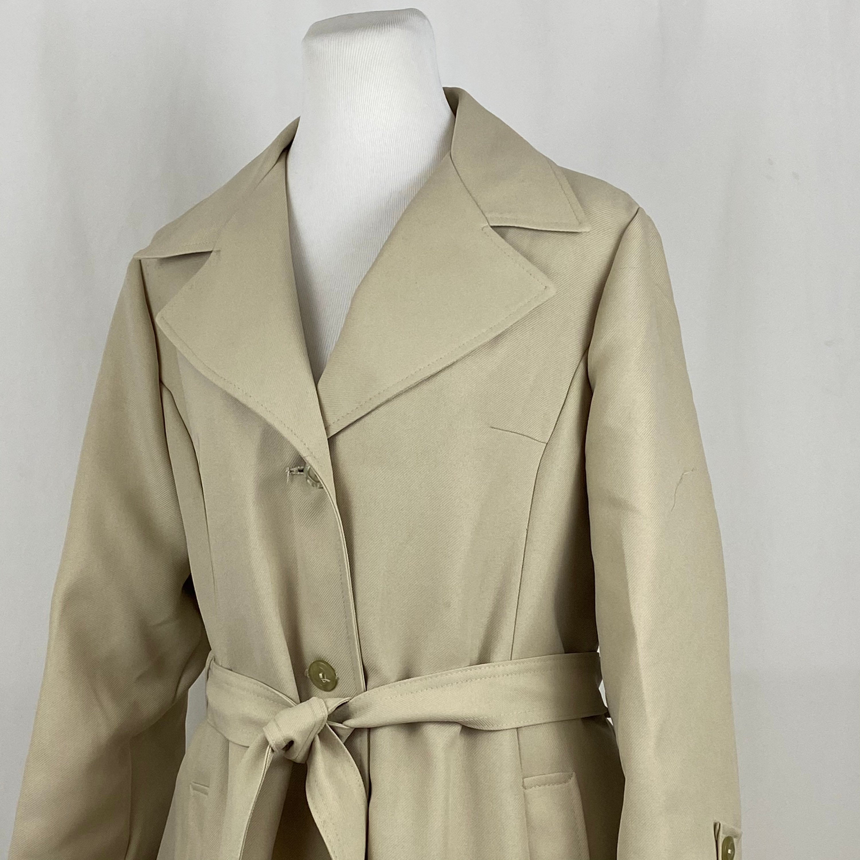 Khaki Trench Coat XL Seventies Polyester 70s Belted Trench - Etsy