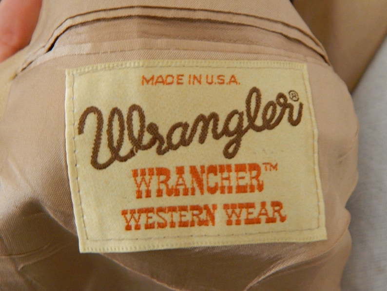 Vintage 80/'s Eighties Men/'s 42 Long Sport Coat Tan Ultra Suede Brown Leather Buttons Wrancher Western Wear Wrangler Made in USA