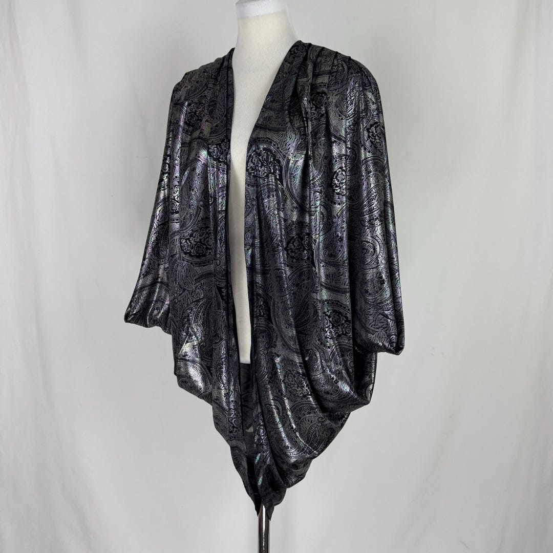 Black Silver Paisley Jacket 1X Plus Size Holographic Disco 90's ...