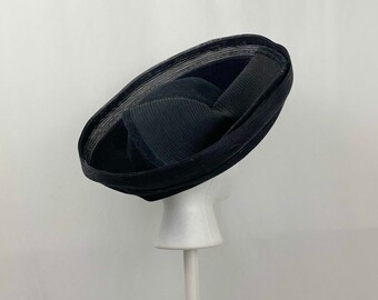 Black Wool Sculpted Halo Hat Small Mr. John Moderne