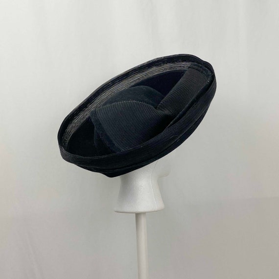 Black Wool Sculpted Halo Hat Small Mr. John Moder… - image 6