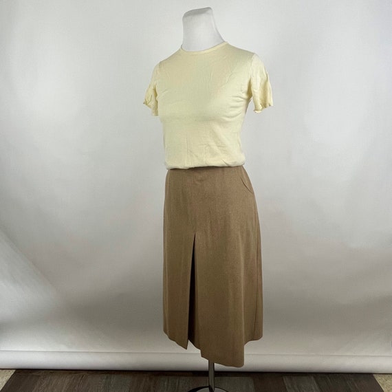 Khaki 70's Pencil Skirt Large Wool Blend Bon Wort… - image 2