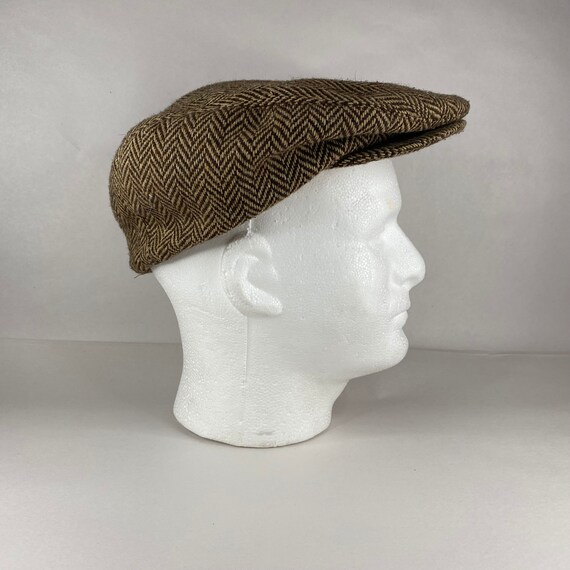 Tan Brown Herringbone Newsboy Hat Large 