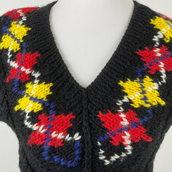 Black Argyle Knit Sweater Vest Large Women's 80s … - image 7
