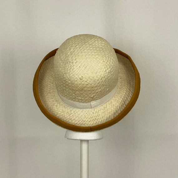 Cream Mod Bowler Small 60's Straw Women's Hat Mint In… Gem