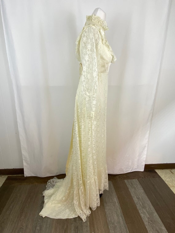 Lace Prairie Wedding Dress Small Sixties Long Sle… - image 8
