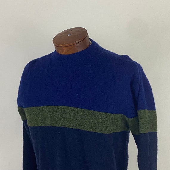 Blue Green Stripe 90's Sweater Medium Graphic Kni… - image 1