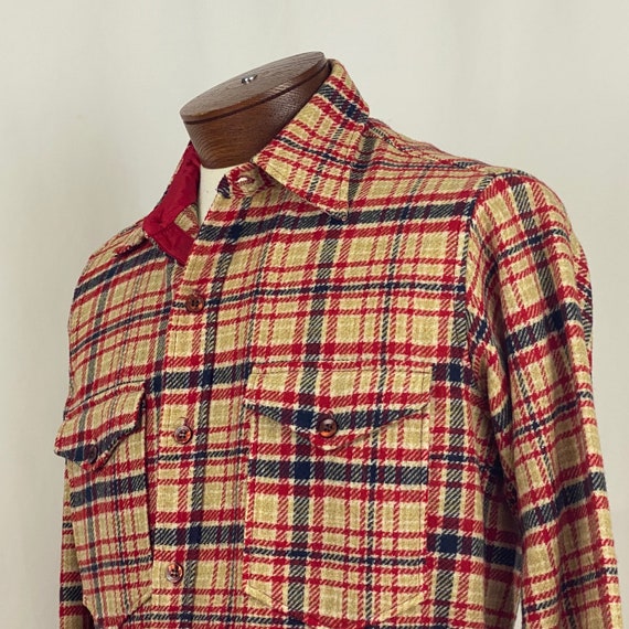 Red Plaid Flannel Shirt Medium Men's Jacket Eighties | Etsy