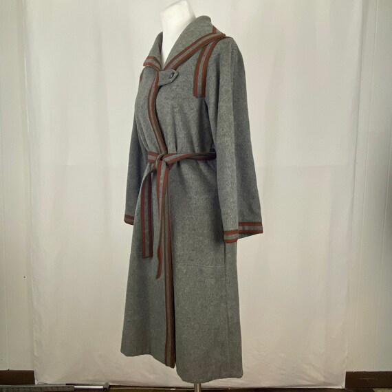 Gray Red Wool Seventies Coat Small 70’s Belted Re… - image 7